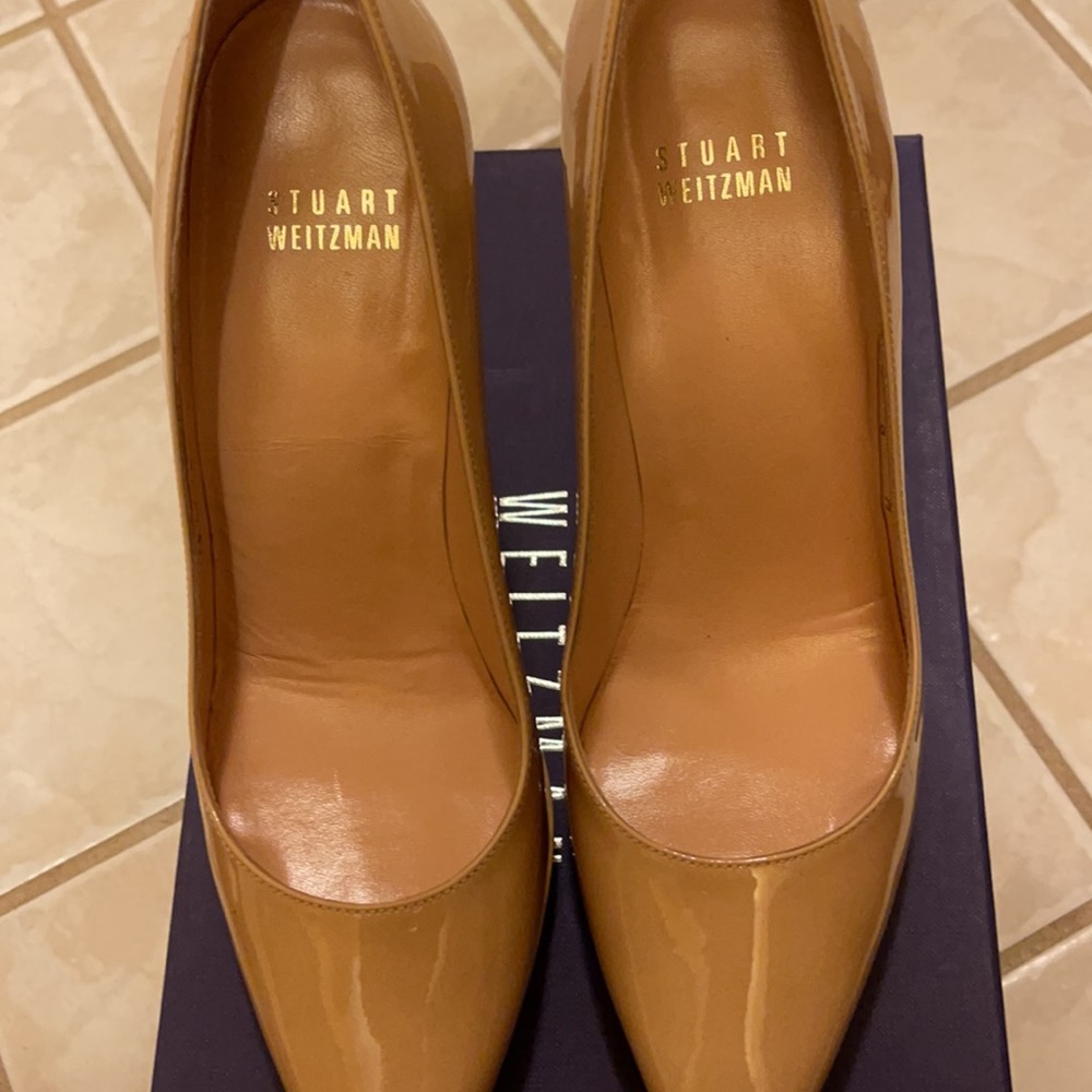 Stuart Weitzman Nude Platform Pointed Toe Heels - image 4